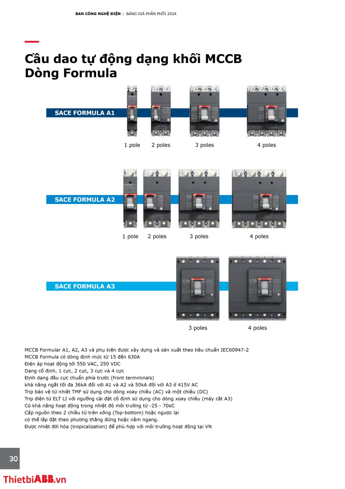 Catalogue bảng giá thiết bị điện abb 2024