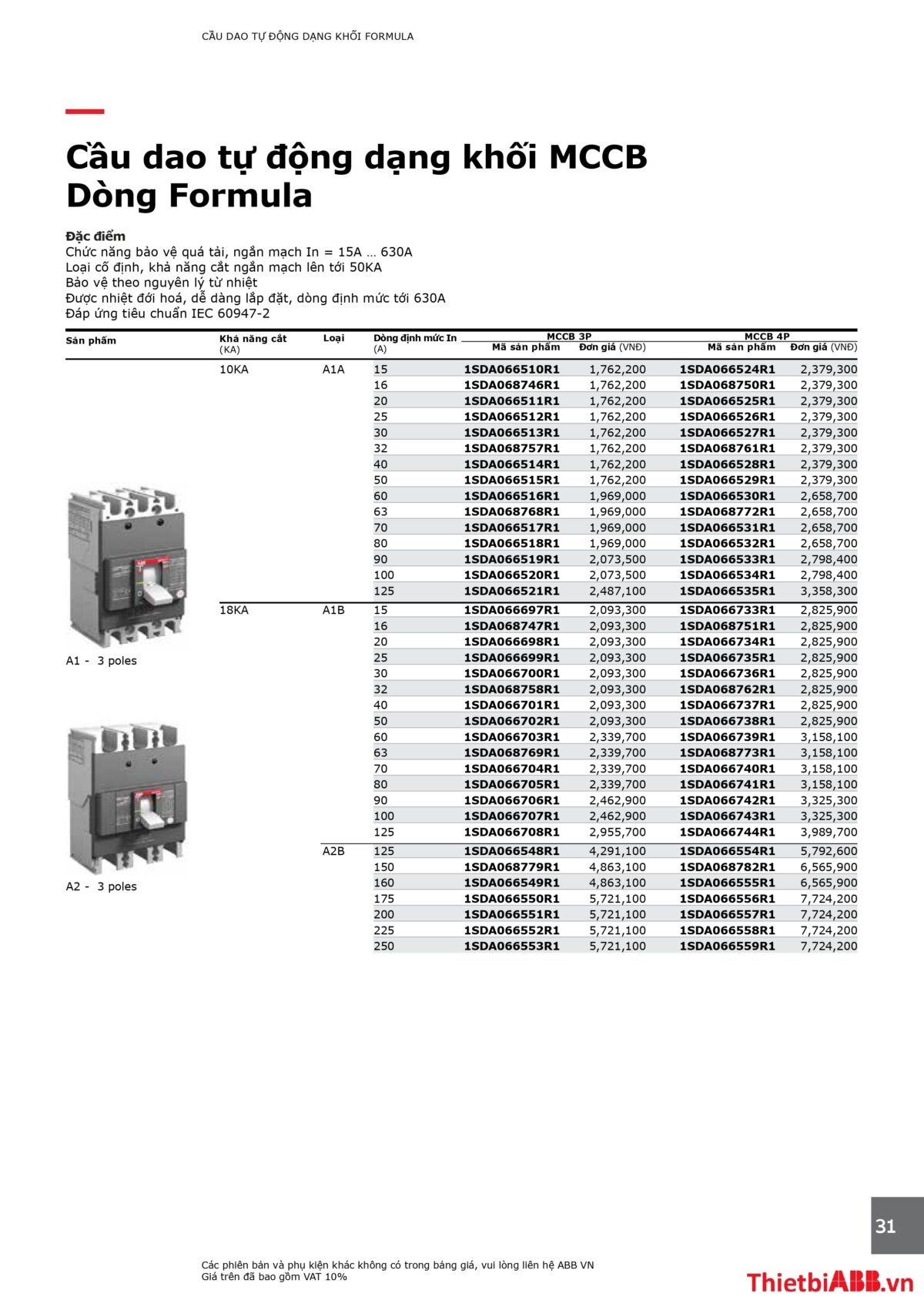 Catalogue bảng giá thiết bị điện abb 2024
