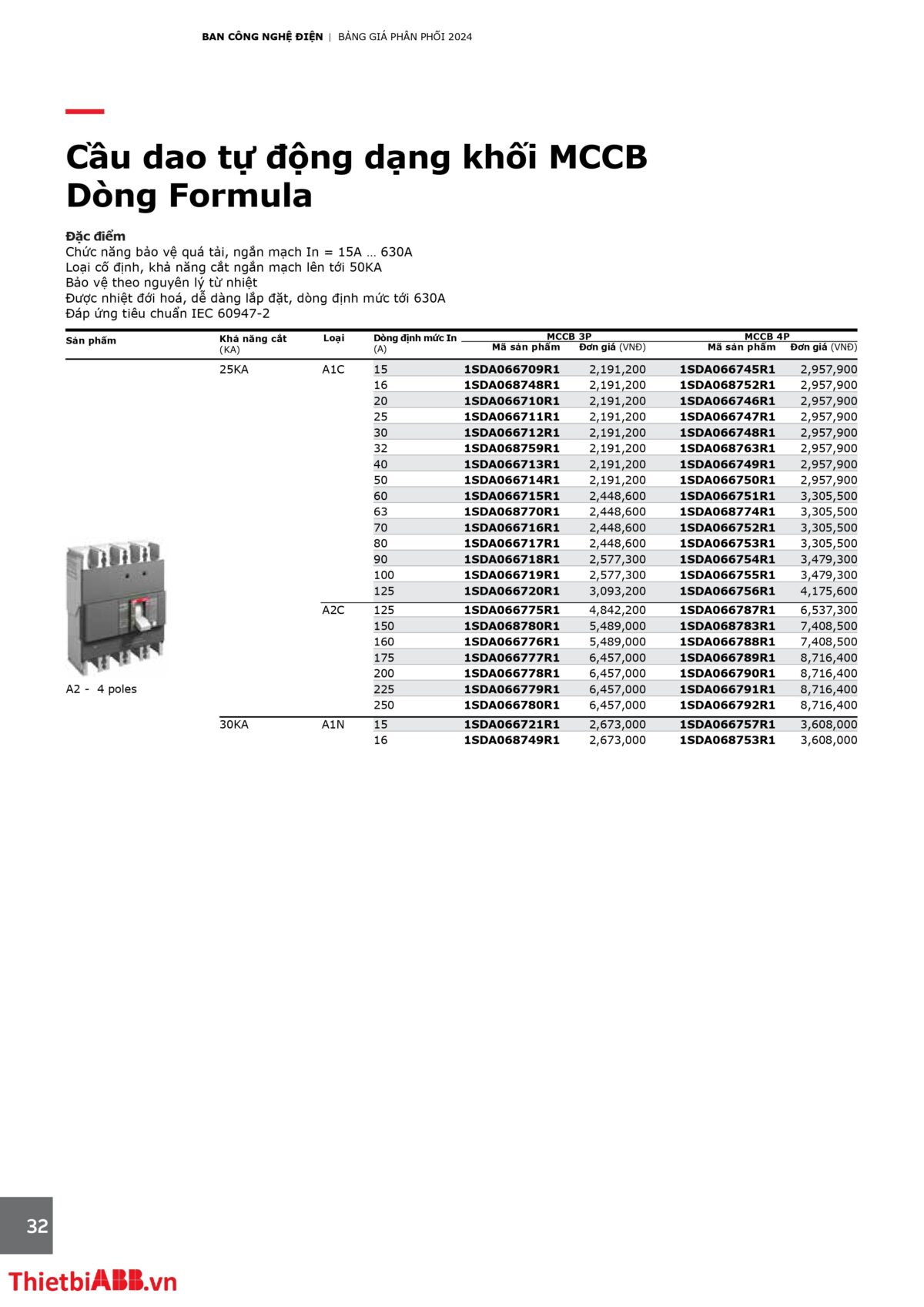 Catalogue bảng giá thiết bị điện abb 2024