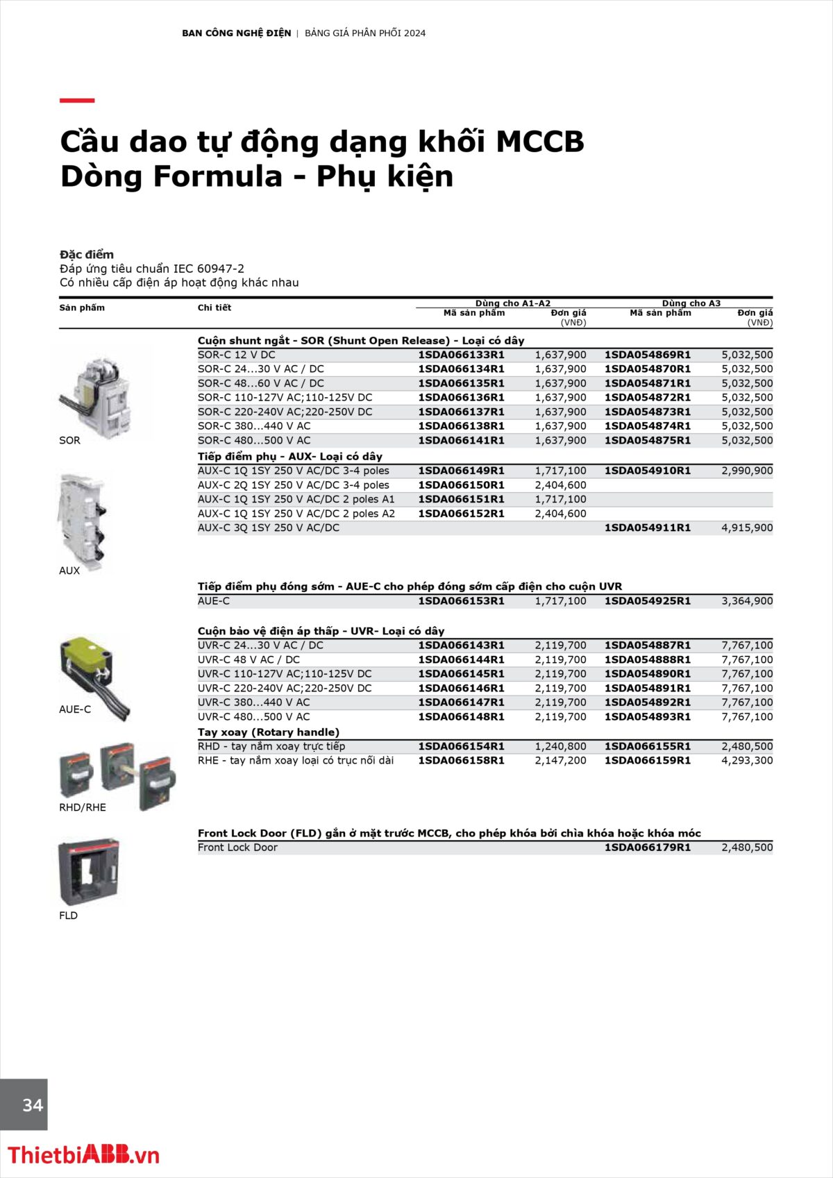 Catalogue bảng giá thiết bị điện abb 2024