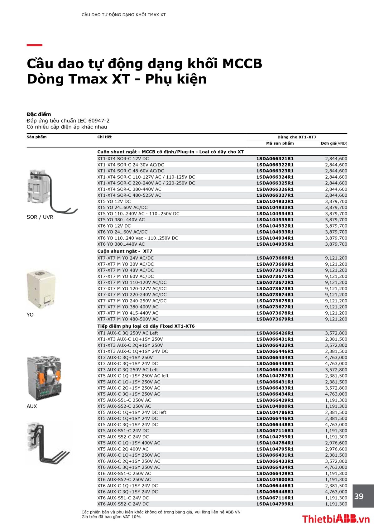 Catalogue bảng giá thiết bị điện abb 2024