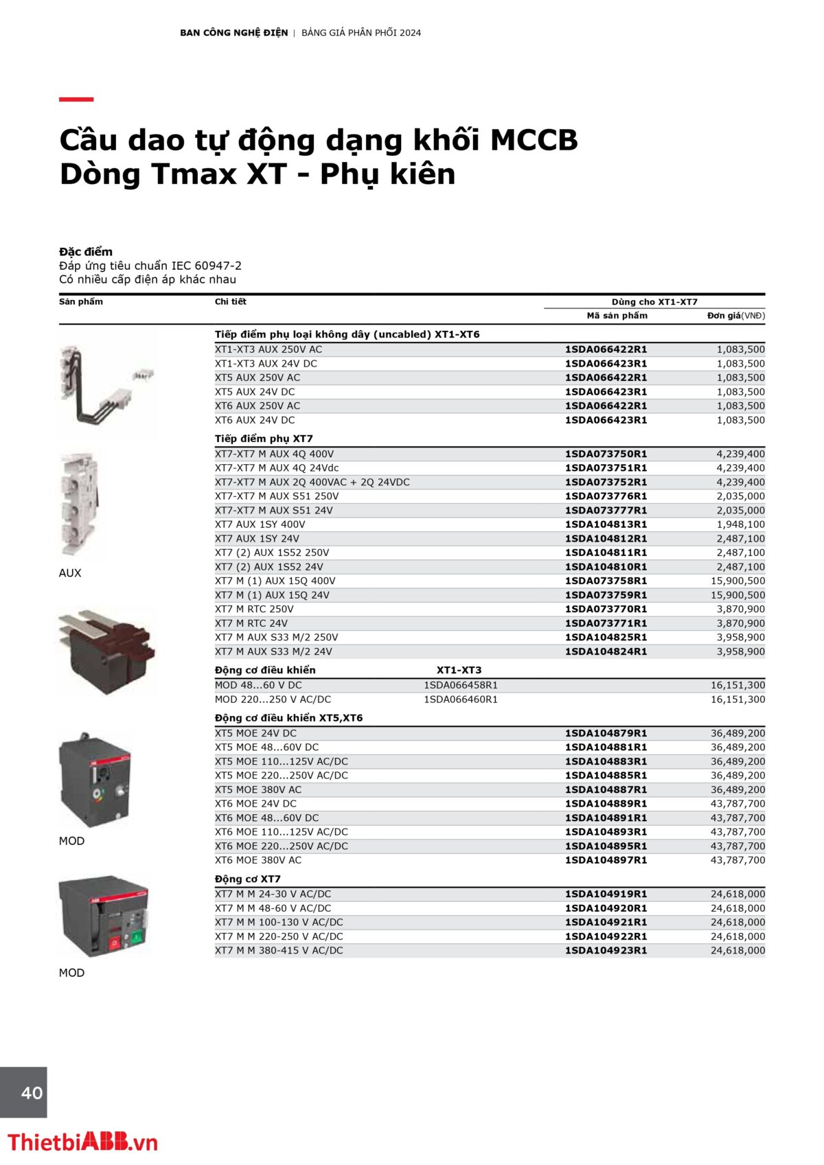 Catalogue bảng giá thiết bị điện abb 2024