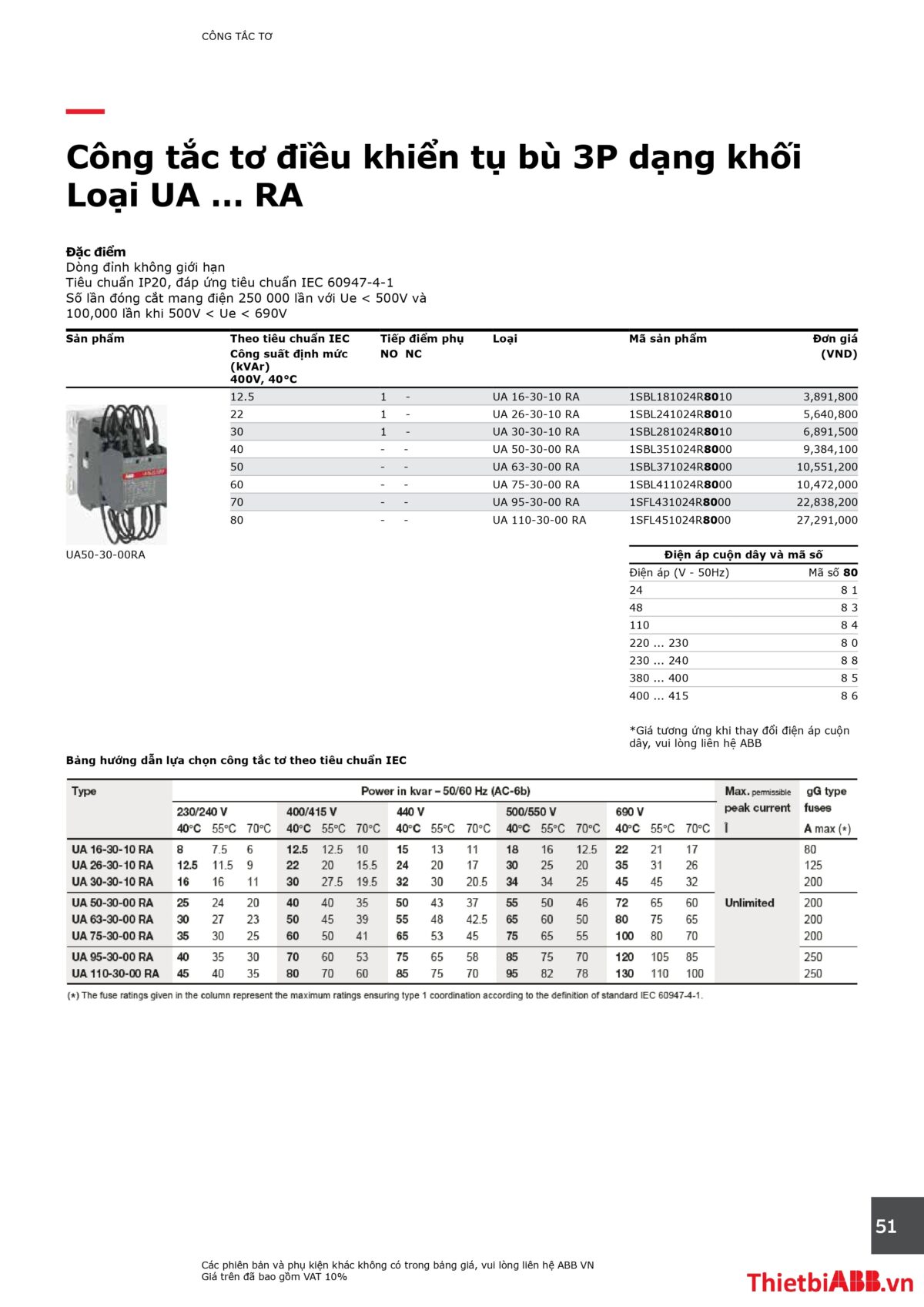 Catalogue bảng giá thiết bị điện abb 2024