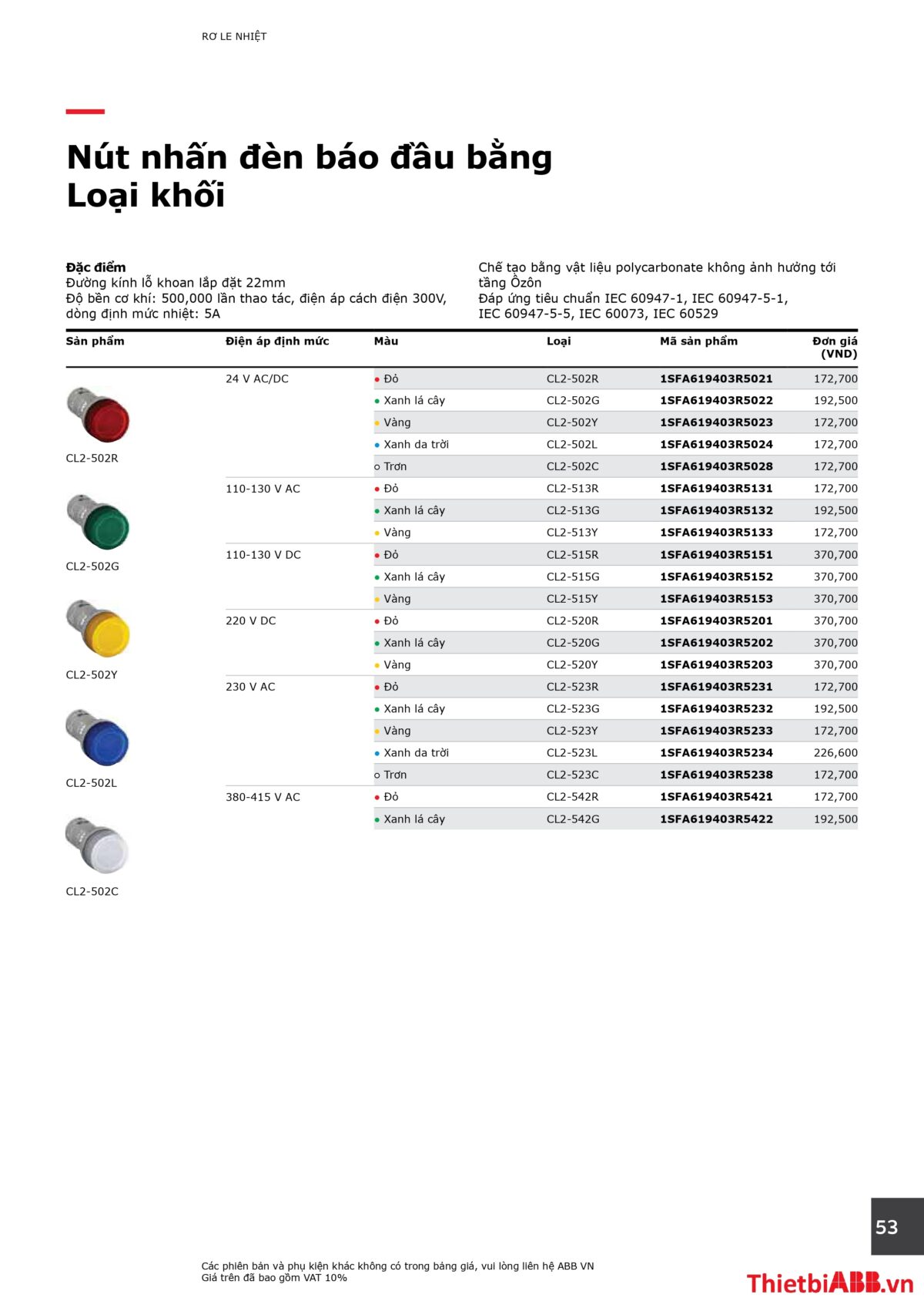 Catalogue bảng giá thiết bị điện abb 2024