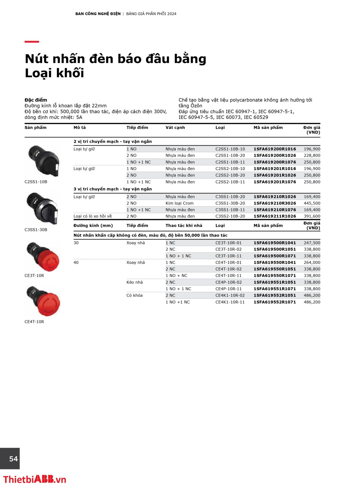 Catalogue bảng giá thiết bị điện abb 2024