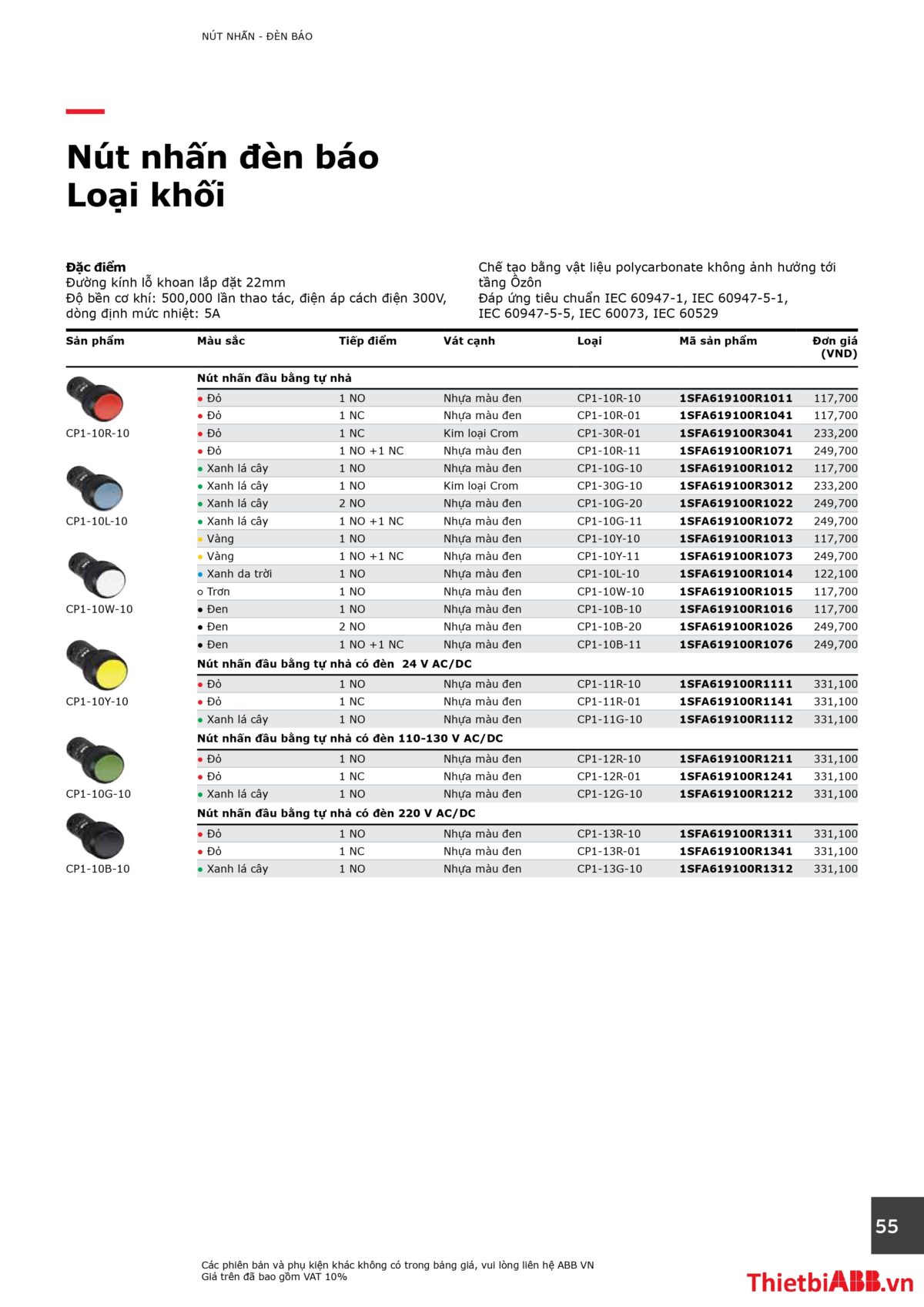 Catalogue bảng giá thiết bị điện abb 2024