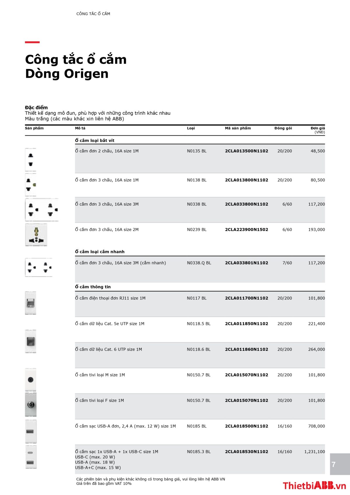 Catalogue bảng giá thiết bị điện abb 2024