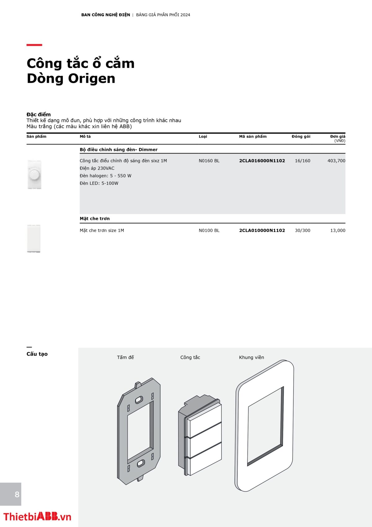 Catalogue bảng giá thiết bị điện abb 2024