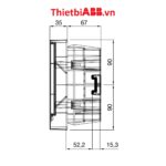 Bản vẽ kỹ thuật kích thước mặt bên cạnh của Tủ điện âm tường ABB 4 modules cửa trắng 1SZR004002A1101