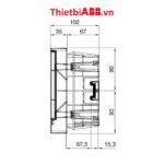 Bản vẽ kỹ thuật kích thước mặt bên cạnh của Tủ điện ABB 8 modules cửa xám mờ 1SZR004002A1203
