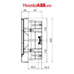 Bản vẽ kỹ thuật kích thước mặt bên cạnh của Tủ điện ABB 12 modules cửa xám mờ 1SZR004002A1204