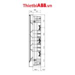 Bản vẽ kỹ thuật kích thước mặt bên cạnh của Tủ điện ABB 36 modules cửa xám mờ 1SZR004002A1209