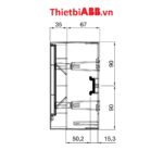 Bản vẽ kỹ thuật kích thước mặt bên cạnh của Tủ điện ABB 36 modules cửa trắng 1SZR004002A2109