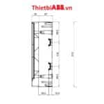 Bản vẽ kỹ thuật kích thước mặt bên cạnh của Tủ điện ABB 16 modules cửa xám mờ 1SZR004002A2205