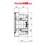 Bản vẽ kỹ thuật kích thước mặt bên cạnh của Tủ điện ABB 6 modules cửa xám mờ 1SZR004002A1202