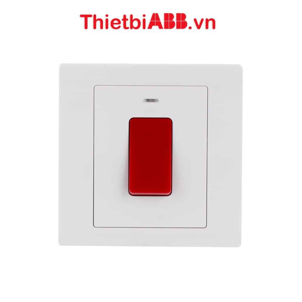 Mặt trước công tắc 2 cực 32ax có đèn báo neon 2tcz171013r0090