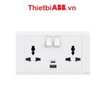Bộ ổ cắm đôi đa năng ABB 13AX tích hợp cổng sạc type A+C 2TCZ172018R0040