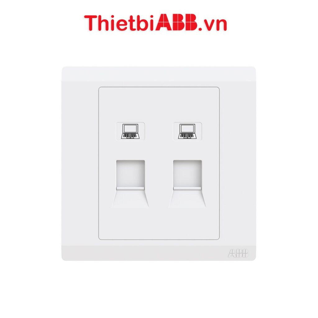 Mặt trước của Bộ 2 ổ cắm mạng RJ45 ABB CAT6 2TCZ173014R0010